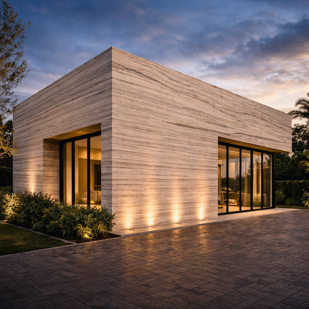 Architectural feature application using natural stone